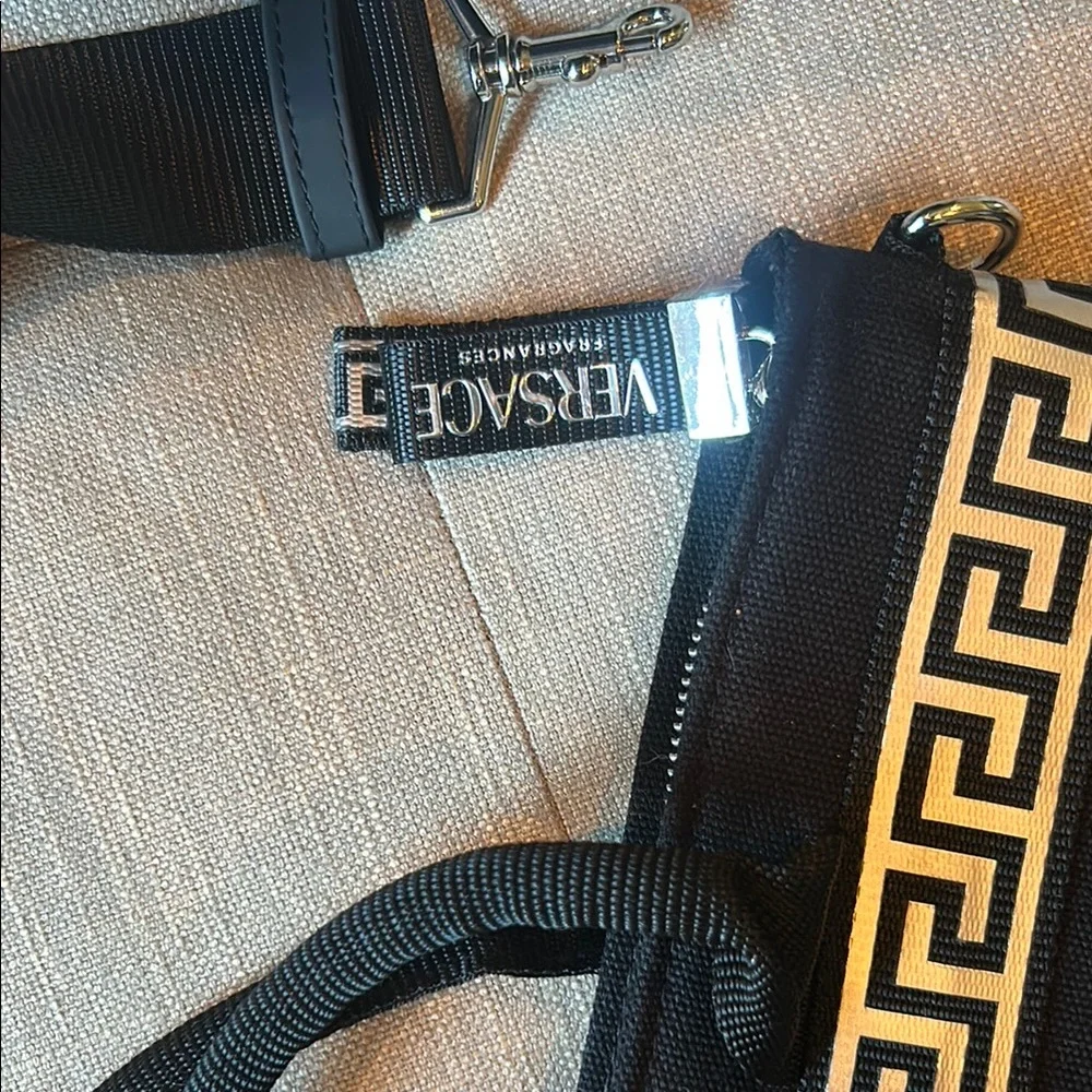 Versace Fragrances Men's Luxury Canvas Bag with Attachable Crossbody Strap